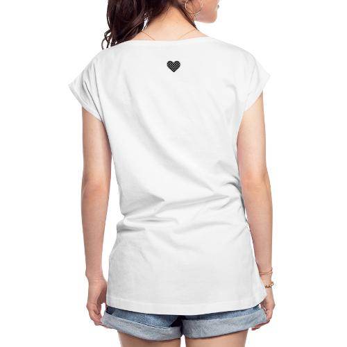 ,Schwarzwald’ mit Herzchen schwarz-weiß - Frauen T-Shirt mit gerollten Ärmeln