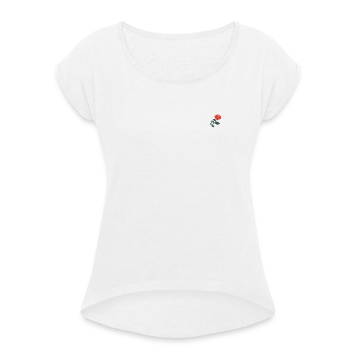 Rose anti social - Vrouwen T-shirt met opgerolde mouwen