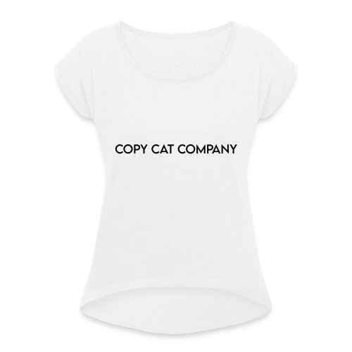 Coppy Cat Company Schriftzug 2 - Frauen T-Shirt mit gerollten Ärmeln