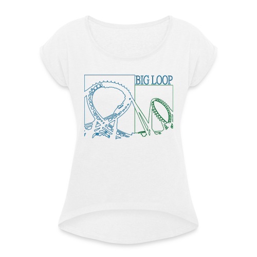 big_loop_coaster_shirt_line - Frauen T-Shirt mit gerollten Ärmeln