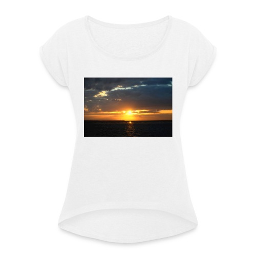t-shirt zonsondergang - Vrouwen T-shirt met opgerolde mouwen