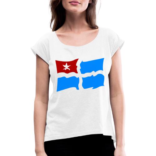 kreta staatsflagge - Frauen T-Shirt mit gerollten Ärmeln