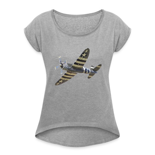 P-47 Thunderbolt - Frauen T-Shirt mit gerollten Ärmeln