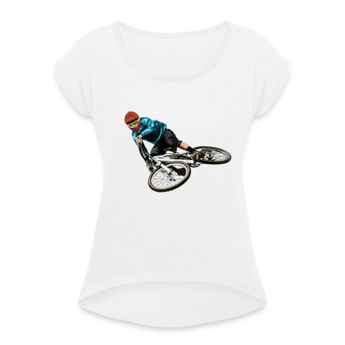 Mountainbiker - Frauen T-Shirt mit gerollten Ärmeln