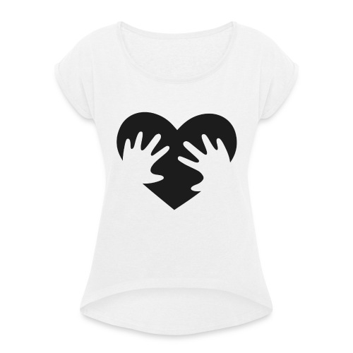 Heart - T-shirt med upprullade ärmar dam