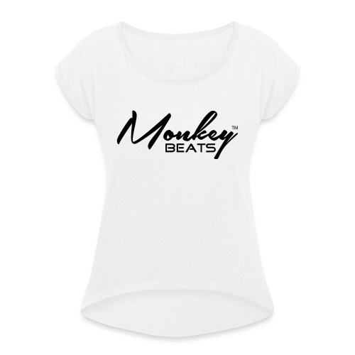 Monkey Beats - Black - Frauen T-Shirt mit gerollten Ärmeln