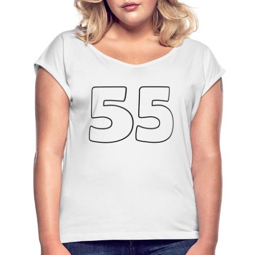55 - Naisten T-paita, jossa rullatut hihat