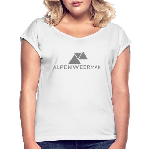 logo alpenweerman grijs - Vrouwen T-shirt met opgerolde mouwen