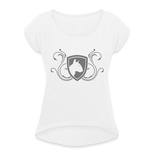 Bullterrier Wappen 1c - Frauen T-Shirt mit gerollten Ärmeln