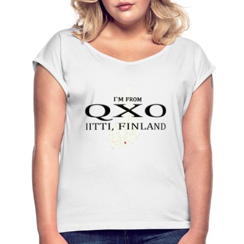 QXO - Naisten T-paita, jossa rullatut hihat