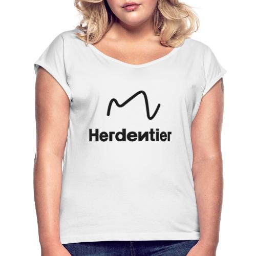 Herdentier Logo Brand - Frauen T-Shirt mit gerollten Ärmeln