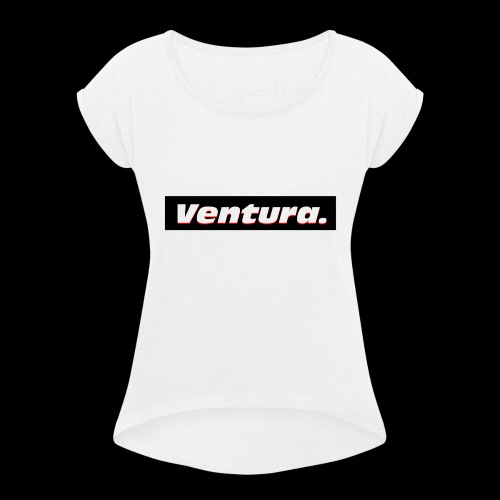 Ventura Black Logo - Vrouwen T-shirt met opgerolde mouwen