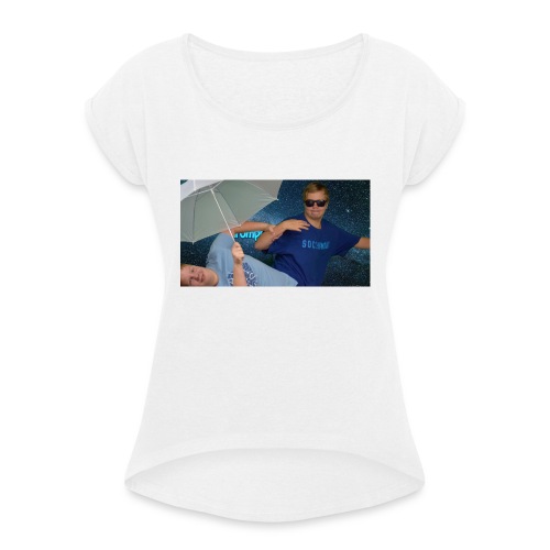 jees - Naisten T-paita, jossa rullatut hihat