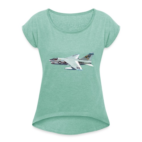 A-7 Corsair II - Frauen T-Shirt mit gerollten Ärmeln