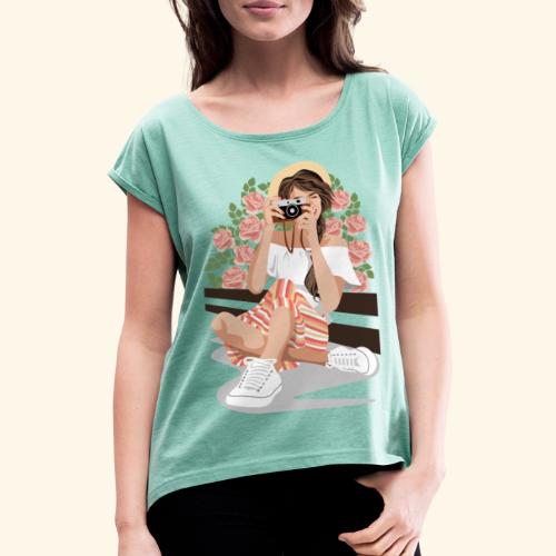 Sira - Camiseta con manga enrollada mujer