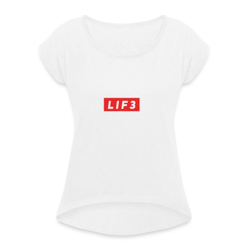 LIF3 Original Box Logo - T-shirt med upprullade ärmar dam