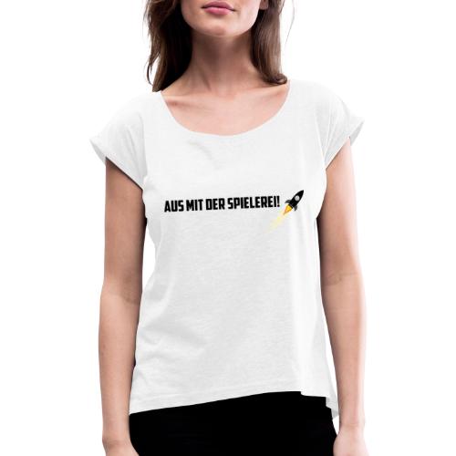 AUS MIT DER SPIELEREI - WIT - Vrouwen T-shirt met opgerolde mouwen