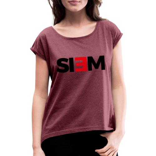 siem_zwart - Vrouwen T-shirt met opgerolde mouwen