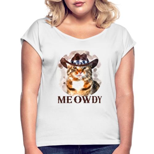 Artig motiv for katte elsker - Meowdy - T-skjorte med rulleermer for kvinner
