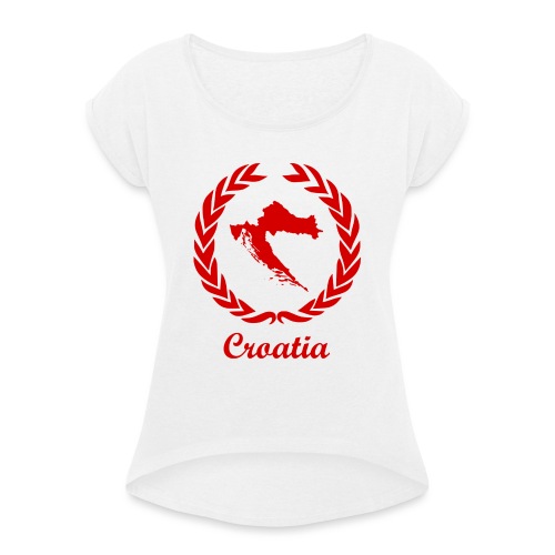 Connect ExYu Croatia Red Edition - Frauen T-Shirt mit gerollten Ärmeln