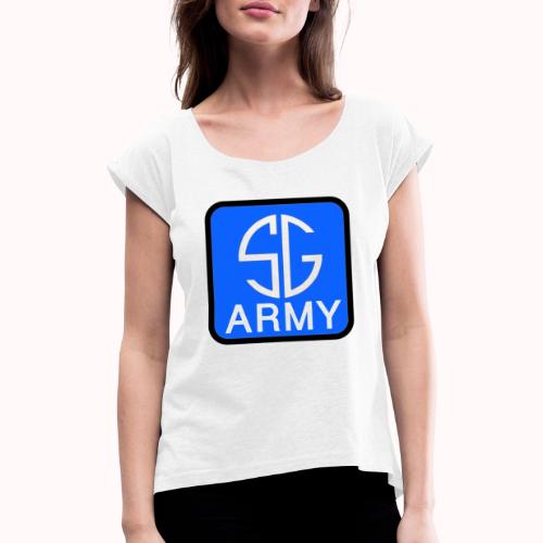 SemGamerArmy logo in box - Vrouwen T-shirt met opgerolde mouwen