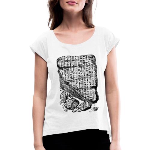Retro Hieroglyphen - Frauen T-Shirt mit gerollten Ärmeln