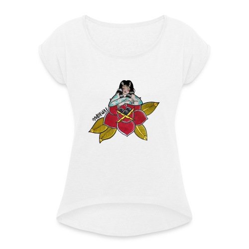 Lady Rose - Camiseta con manga enrollada mujer
