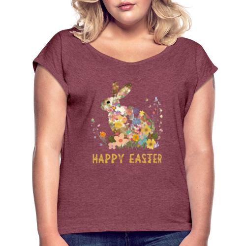 happy easter - T-skjorte med rulleermer for kvinner