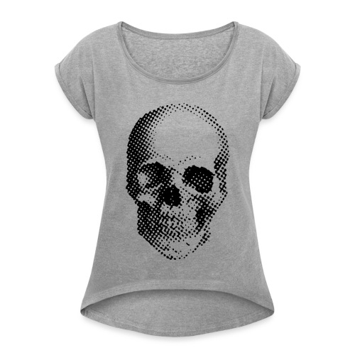 Skull & Bones No. 1 - schwarz/black - Frauen T-Shirt mit gerollten Ärmeln