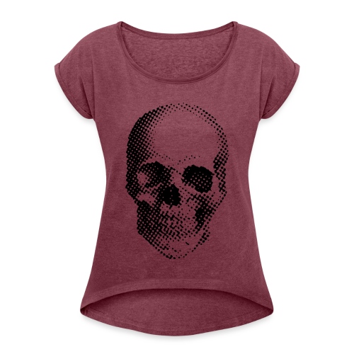 Skull & Bones No. 1 - schwarz/black - Frauen T-Shirt mit gerollten Ärmeln