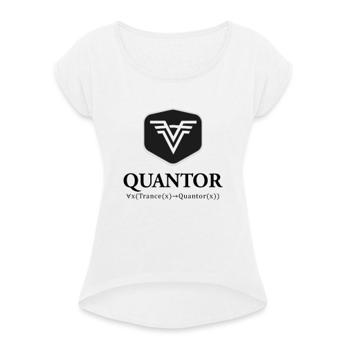 Quantor Logo Black - Frauen T-Shirt mit gerollten Ärmeln