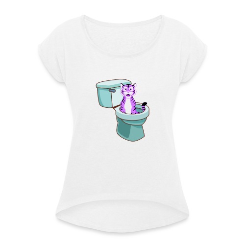 ToiletTijger - Vrouwen T-shirt met opgerolde mouwen