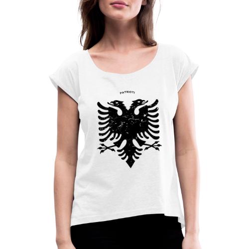 Albanischer Adler im Vintage Look - Patrioti - Frauen T-Shirt mit gerollten Ärmeln