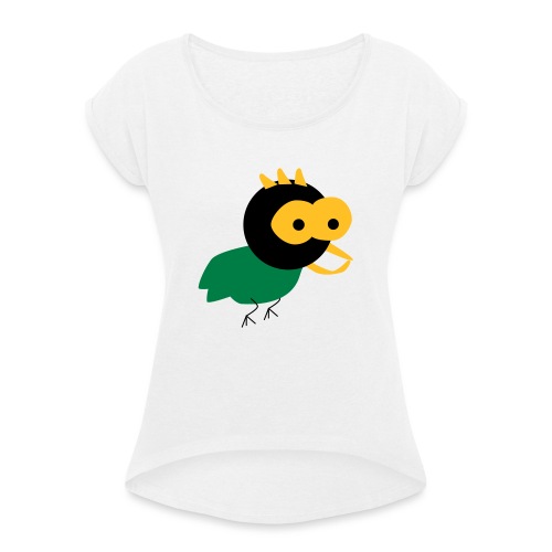 lintu-eps - Naisten T-paita, jossa rullatut hihat
