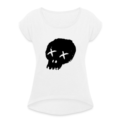 blackskulllogo png - Women's T-Shirt with rolled up sleeves