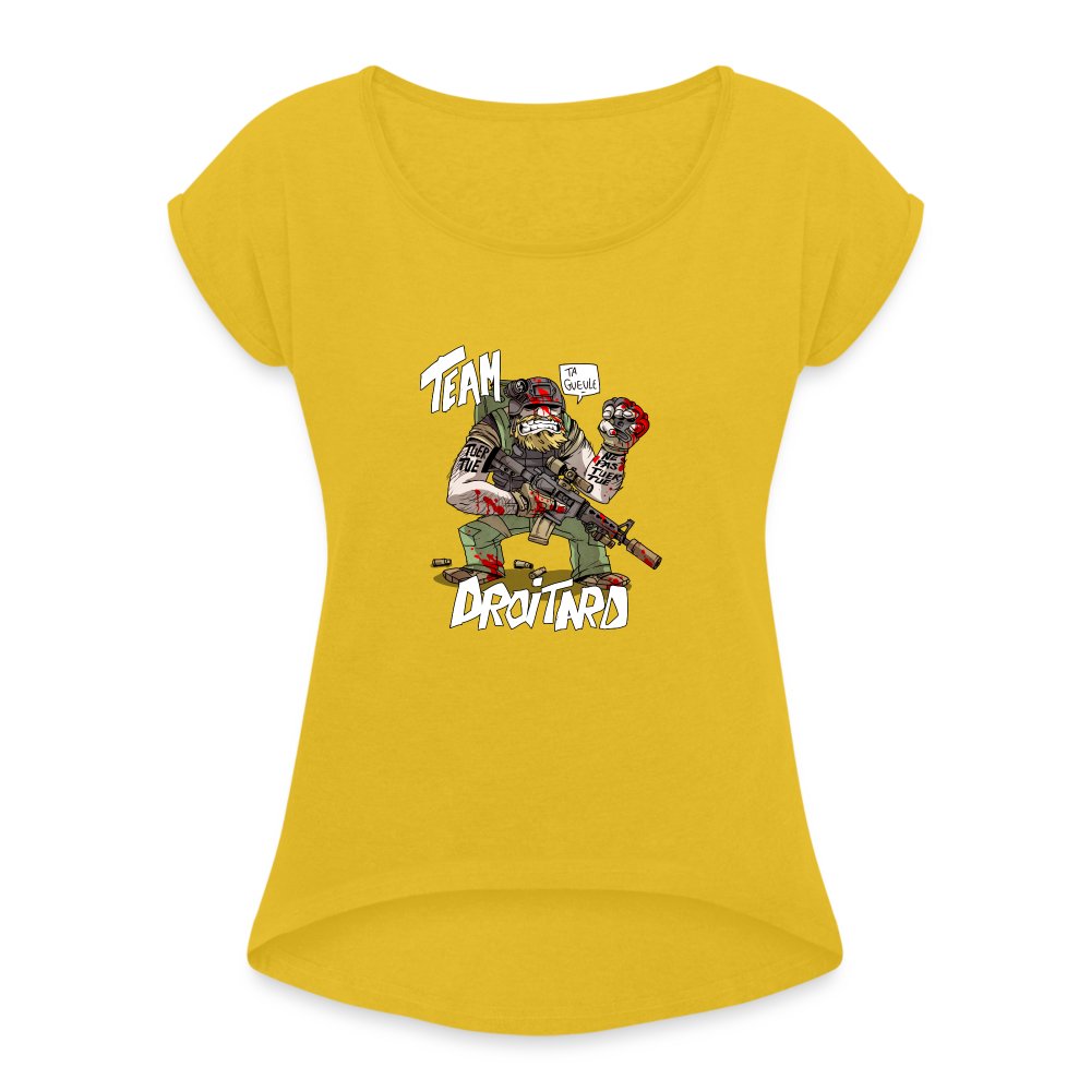 TEAM DROITARD - T-shirt à manches retroussées Femme jaune moutarde