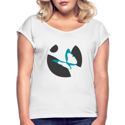 Zwischen-Welten Logo - Frauen T-Shirt mit gerollten Ärmeln