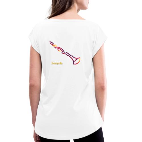 Clarinet, rugzijde - Vrouwen T-shirt met opgerolde mouwen
