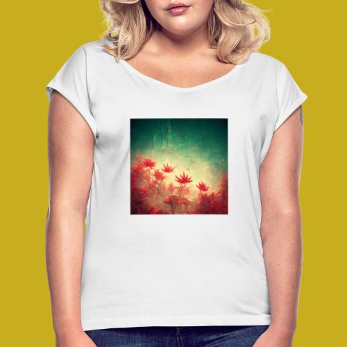 Flowers Plants Sky Geometry Universe Emboss - Frauen T-Shirt mit gerollten Ärmeln