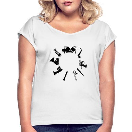 Instrumentenkreis für Dein Logo - Frauen T-Shirt mit gerollten Ärmeln
