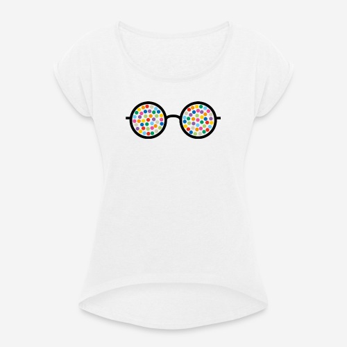 Eine andere Brille aufsetzen - Frauen T-Shirt mit gerollten Ärmeln