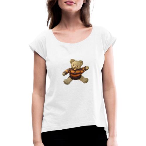 Teddybär - orange braun - Retro Vintage - Bär - Frauen T-Shirt mit gerollten Ärmeln