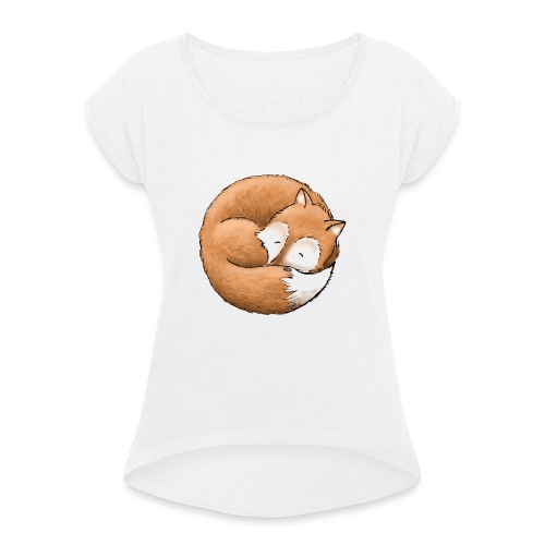 Der Fuchs macht ein Nickerchen - Frauen T-Shirt mit gerollten Ärmeln