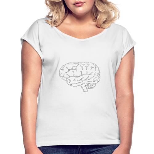 ascii mózgu - Koszulka damska z lekko podwiniętymi rękawami