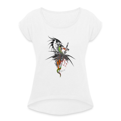 Dragon Sword - Drachenkampf - Frauen T-Shirt mit gerollten Ärmeln