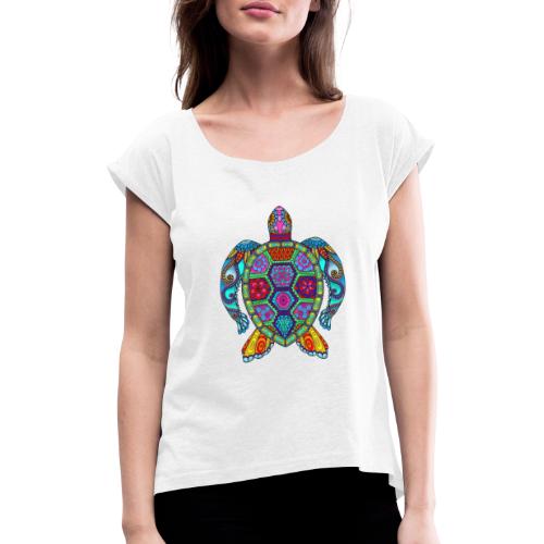 Schildkröte - Frauen T-Shirt mit gerollten Ärmeln
