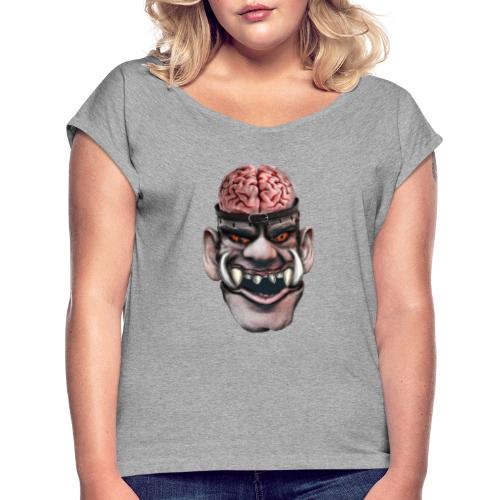 Big brain monster - T-shirt med upprullade ärmar dam