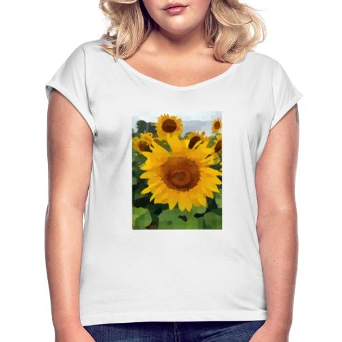 Sonnenblume - Frauen T-Shirt mit gerollten Ärmeln