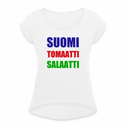 SUOMI SALAATTI tomater - T-skjorte med rulleermer for kvinner