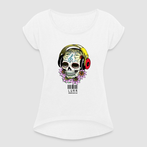 smiling_skull - Women's T-Shirt with rolled up sleeves